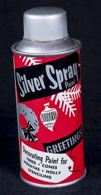 Silver Spray Christmas Decorative Paint 6oz FULL Can ~ Cones Trees Vtg 50s